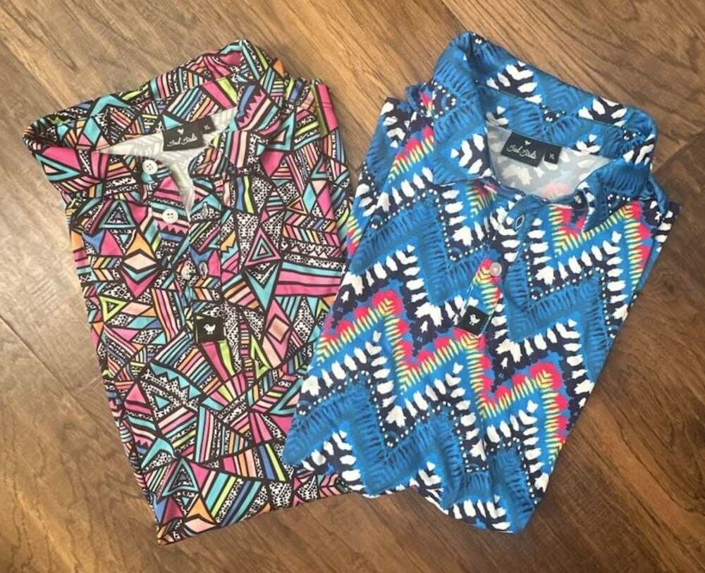 Bad Birdie Performance Golf Polo Shirts XL , Set of 2  (Geometric & Aztec Patter